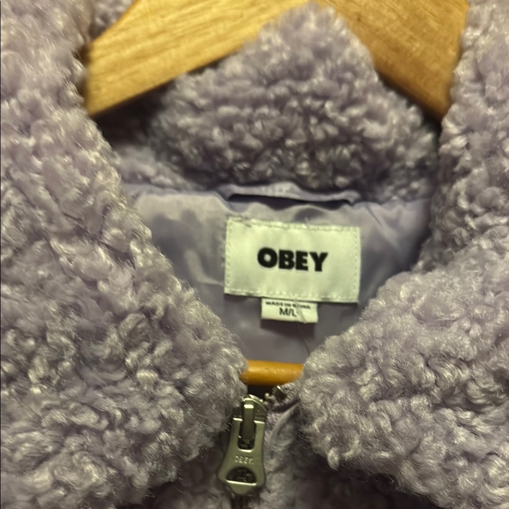 NWT Obey Brenda Cozy Pur in Purple Rose Teddy Bear Sherpa Jacket M / L - Picture 13 of 16